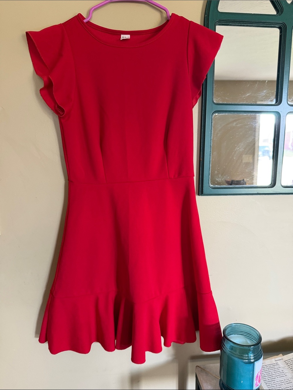 Red Flutter Sleeve Mini Dress - Unbranded
